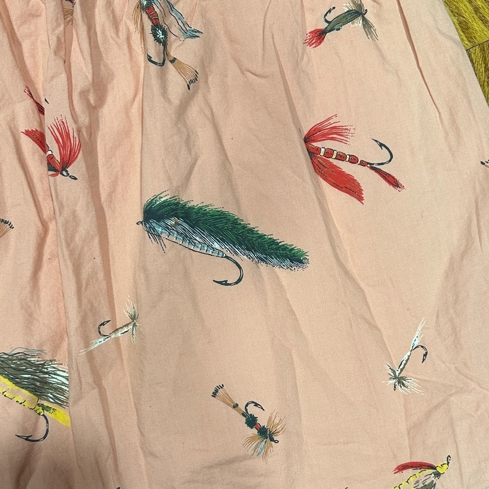 *L.L. BEAN* Pink Stretch Band Tie Waist Fly Fishing Lure Print Size Large - Picture 8 of 8